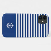 Nautische Streifen+Schiffe Rad blau+weiß Case-Mate iPhone Hülle (Rückseite (Horizontal))