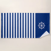 Nautische Streifen+Schiffe Rad blau+weiß Strandtuch (Vorderseite)