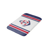 Nautische Streifen und Anker Badematte (Schrägansicht)