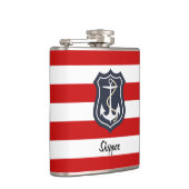 Nautische Streifen und Anker mit Monogramm Flachmann (Rechts)