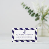 Nautische Streifen und Hochzeit des Navy Blue Anch Begleitkarte (Stehend Vorderseite)