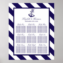 Nautische Streifen und Hochzeit des Navy Blue Anch Poster