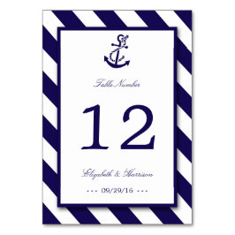 Nautische Streifen und Hochzeit des Navy Blue Anch Tischnummer