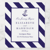 Nautische Streifen und Hochzeit des Navy Blue Anch Weinetikett (Einzelnes Label)