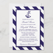 Nautische Streifen und Navy Blue Anchor Brautparty Einladung (Vorderseite)