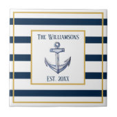 Nautische Streifen und Personalisierte Hochzeit mi Fliese (Vorderseite)