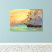 Nautische Sunset-Segelschiffe Leinwanddruck (Insitu (Holzboden))