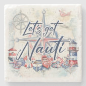 Nautische Theme Stone Untersetzer mit Cork Bottom (Vorderseite)