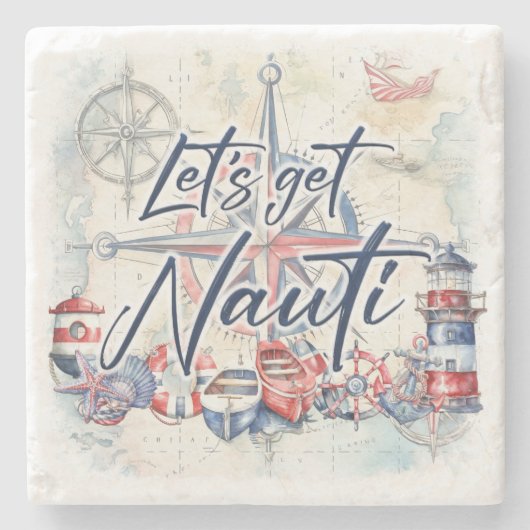 Nautische Theme Stone Untersetzer mit Cork Bottom (Vorderseite)