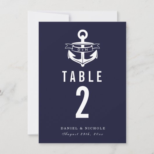 Nautische Theme-Tischnummern | Hochzeiten Einladung (Vorderseite)