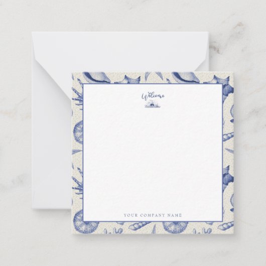 Nautische Themed Blue Seashell Custom Note Card Mitteilungskarte (Vorderseite)