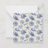 Nautische Themed Blue Seashell Custom Note Card Mitteilungskarte (Rückseite)