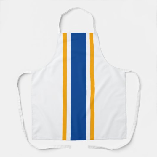 Nautische, tiefblau-gelbe Streifen auf weiß Schürze (Vorderseite)
