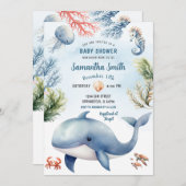 Nautische Tiere unter dem Meer, Babydusche Einladung (Vorne/Hinten)