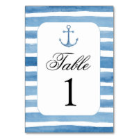 Nautische Tischnummer. Hochzeit am Strand. Blaue Z