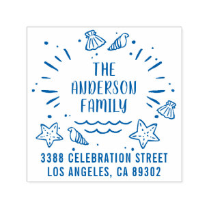 Nautische Typografie Familienname Rücksendeadresse Permastempel