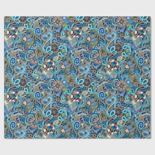 Nautische Umschlagpapier Geschenkpapier (Flach)