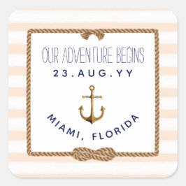 Nautische Unendlichkeit Korallenkoralle Weißstreif Quadratischer Aufkleber