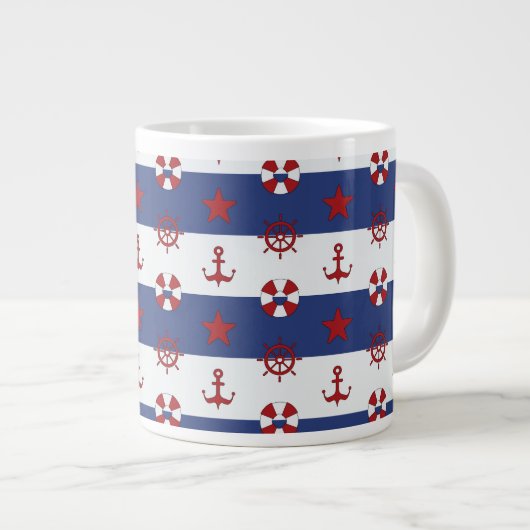 Nautische US Flagge Jumbo-Tasse (Vorderseite Rechts)