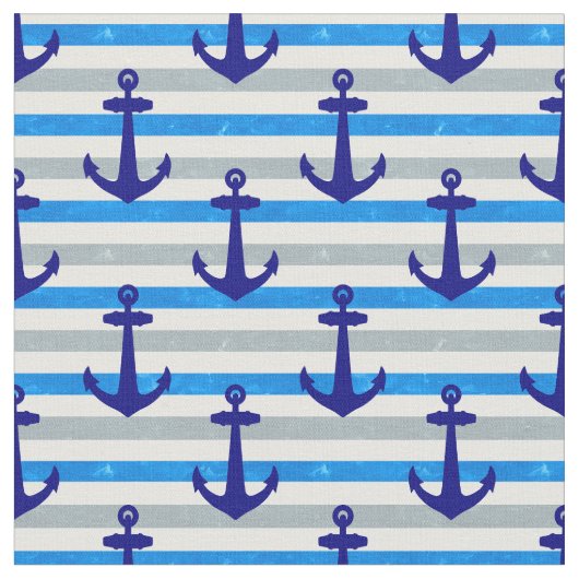 Nautische Verankerung mit blauen Streifen Stoff (Nahaufnahme)