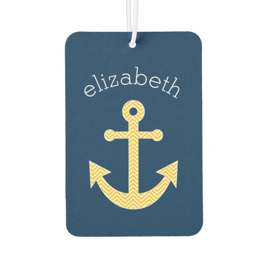 Nautische Verankerung mit Zickzack Navy-Yellow-Mus Autolufterfrischer (Rückseite)