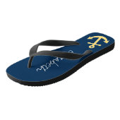 Nautische Verankerung mit Zickzack Navy-Yellow-Mus Badesandalen (Schrägansicht)