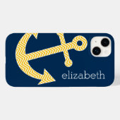 Nautische Verankerung mit Zickzack Navy-Yellow-Mus Case-Mate iPhone Hülle (Rückseite (Horizontal))
