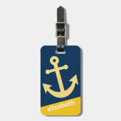 Nautische Verankerung mit Zickzack Navy-Yellow-Mus Gepäckanhänger (Vorderseite vertikal)