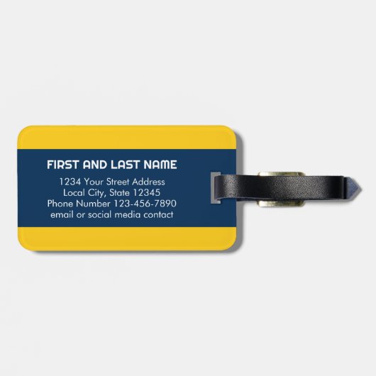 Nautische Verankerung mit Zickzack Navy-Yellow-Mus Gepäckanhänger (Rückseite horizontal)