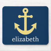 Nautische Verankerung mit Zickzack Navy-Yellow-Mus Mousepad (Vorne)