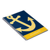 Nautische Verankerung mit Zickzack Navy-Yellow-Mus Notizblock (Rechte Seite)