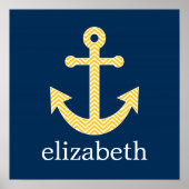 Nautische Verankerung mit Zickzack Navy-Yellow-Mus Poster (Vorne)