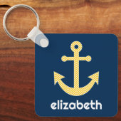 Nautische Verankerung mit Zickzack Navy-Yellow-Mus Schlüsselanhänger (Vorderseite)