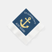 Nautische Verankerung mit Zickzack Navy-Yellow-Mus Serviette (Ecke)