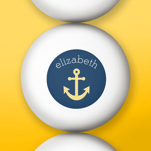 Nautische Verankerung mit Zickzack Navy-Yellow-Mus Tischtennisball