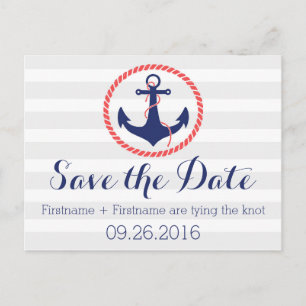 Nautische Verankerung Save the Date Ankündigungspostkarte
