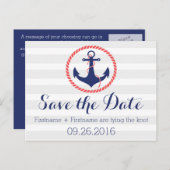 Nautische Verankerung Save the Date Ankündigungspostkarte (Vorne/Hinten)