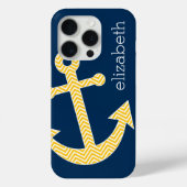 Nautische Verankerung und Zickzack Navy Yellow Mus Case-Mate iPhone Hülle (Rückseite)