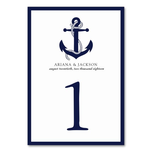 Nautische Verankerungskarte Tischnummer (Vorderseite)