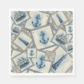 Nautische Vintage Collage Segelveranstaltung Serviette (Vorderseite)