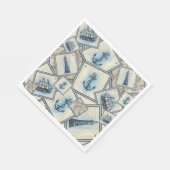 Nautische Vintage Collage Segelveranstaltung Serviette (Ecke)