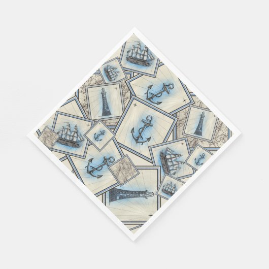 Nautische Vintage Collage Segelveranstaltung Serviette (Ecke)