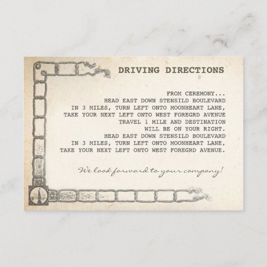 nautische Vintage Empfang-Karten Begleitkarte (Rückseite)