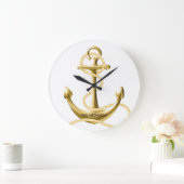 nautische Wanduhr mit Goldanker Personalisiert (Zuhause)
