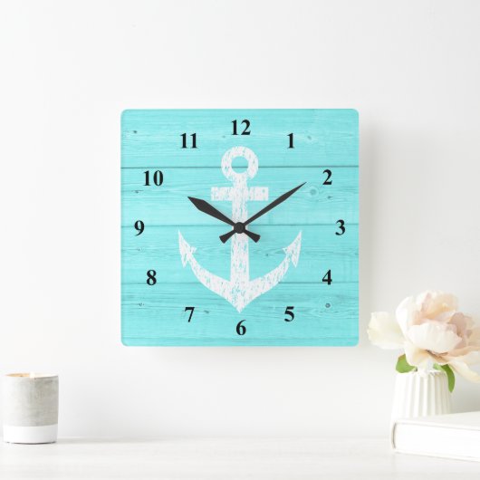 Nautische Wanduhr | Schiffsanker und Holzpaneele (Zuhause)