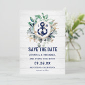 Nautische Wasserfarbenfrohe Anker Marine Creative Save The Date (Stehend Vorderseite)