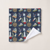 Nautische Weihnachten Badhandtuch Set (Waschlappen)