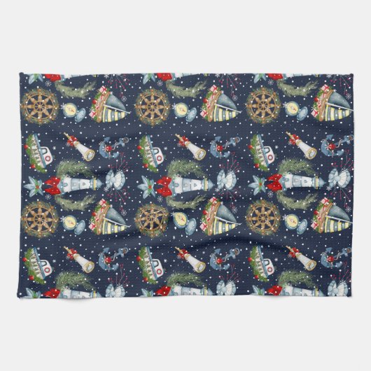 Nautische Weihnachten Geschirrtuch (Horizontal)