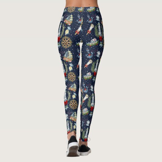 Nautische Weihnachten Leggings (Rückseite)