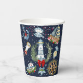 Nautische Weihnachten Pappbecher (Rückseite)